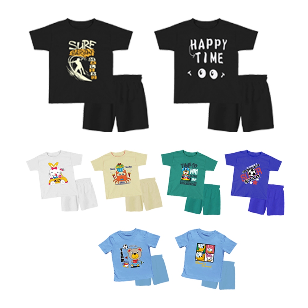 Setelan Anak / Stelan Baju Anak / Setelan Couple Anak Perempuan Laki laki Unisex Katun Combed 30s Di