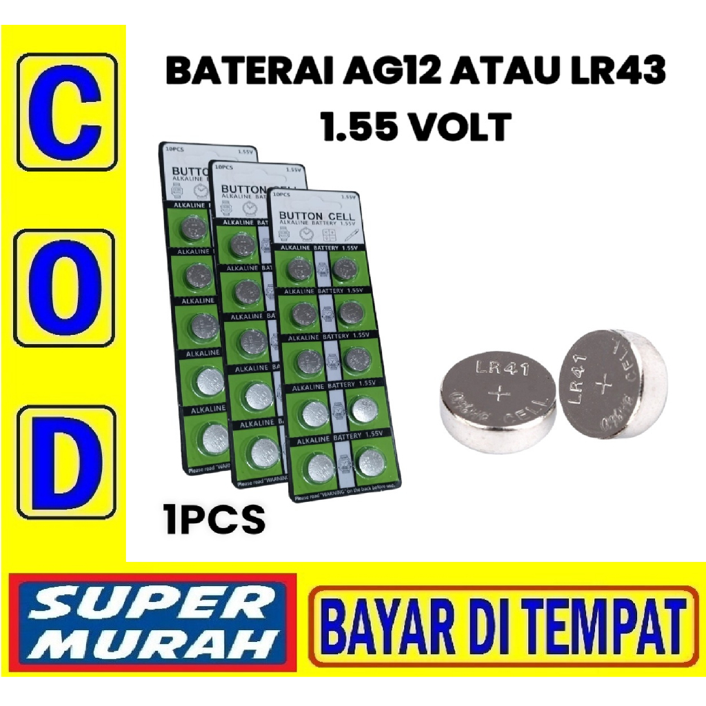 8J BATERAI LR43 Battery Baterai Batre Kancing Button Cell Lithium Lr43 Lr 43 Ag12 Ag 12 1,55v 1.5v V