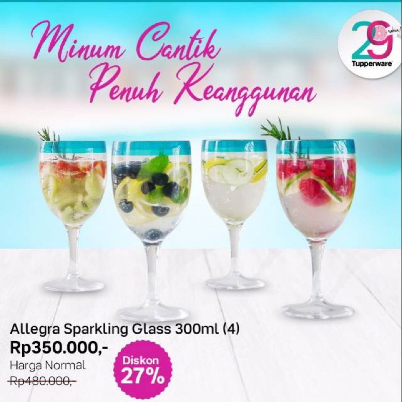 TUPPERWARE gelas crystal allegra set ori