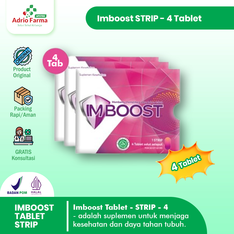 IMBOOST® - STRIP @ 4 Tablet - SUPLEMEN Kesehatan & MULTIVITAMIN Daya Tahan Tubuh Dewasa