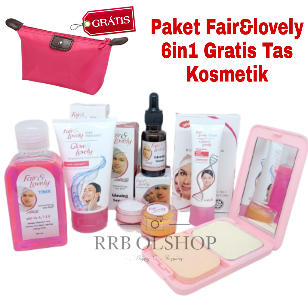 Paket Lengkap 6 In 1 Fair And Lovely [ GRATIS TAS KOSMETIK ] - Cream Siang Malam - Pelembab -Facial 