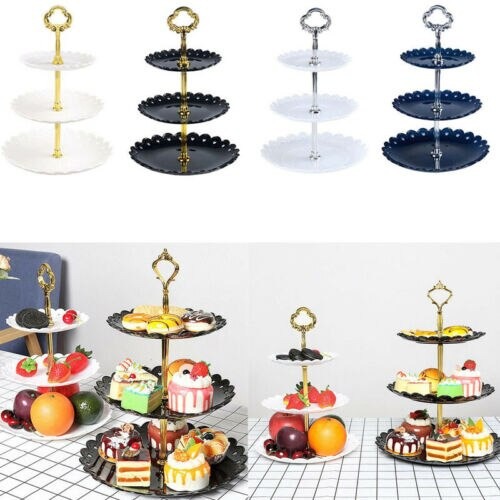 Rak Makan Kue Buah Cake Plate Stand Display / Rak Tatakan Tempat Kue Penyaji Makan Makanan Kue Poton