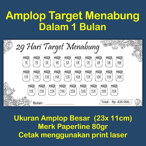 

Amplop Menabung Ukuran Besar Hitam Putih