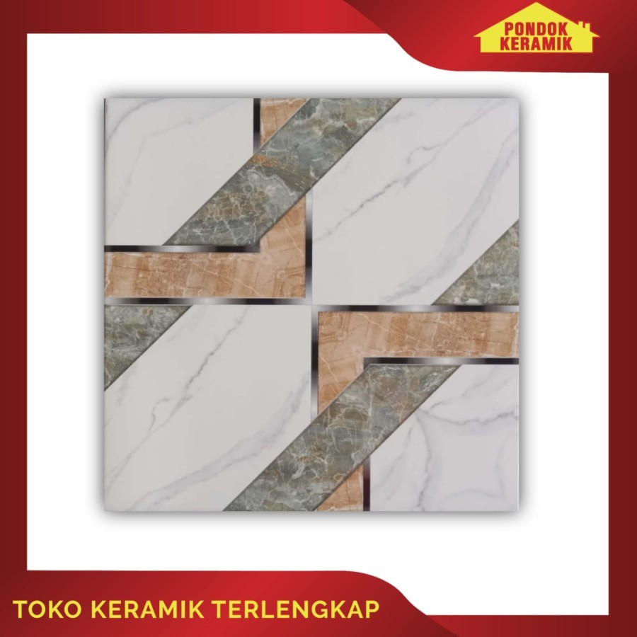 Keramik Lantai Aversa 50x50 Lyon Hijau / Keramik Motif Nyambung Connecting