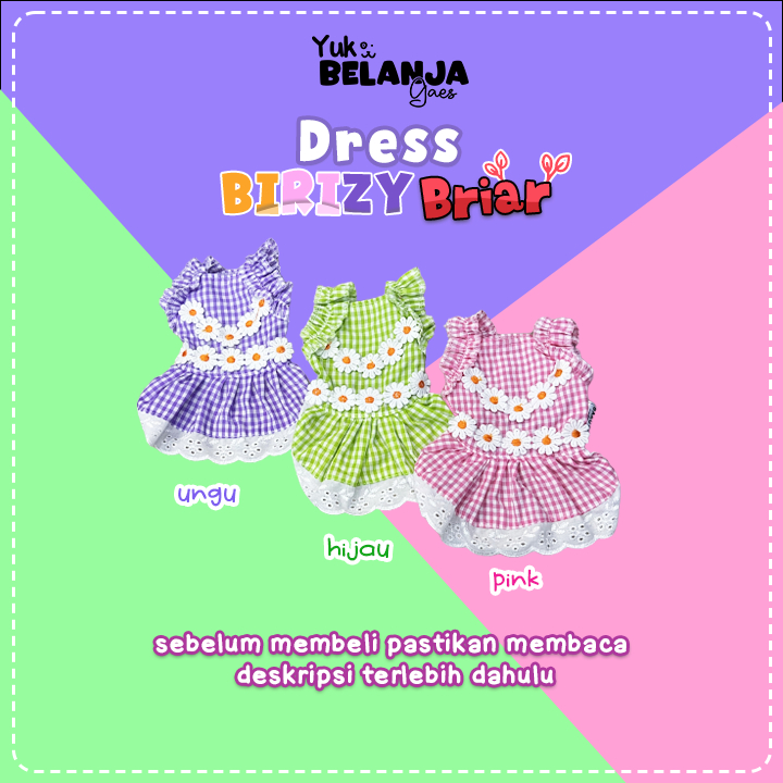Baju Kucing Bahan Katun Dress Birizy Briar Series / Baju Kucing anjing kelinci Size XS-XXL / Yuk Bel