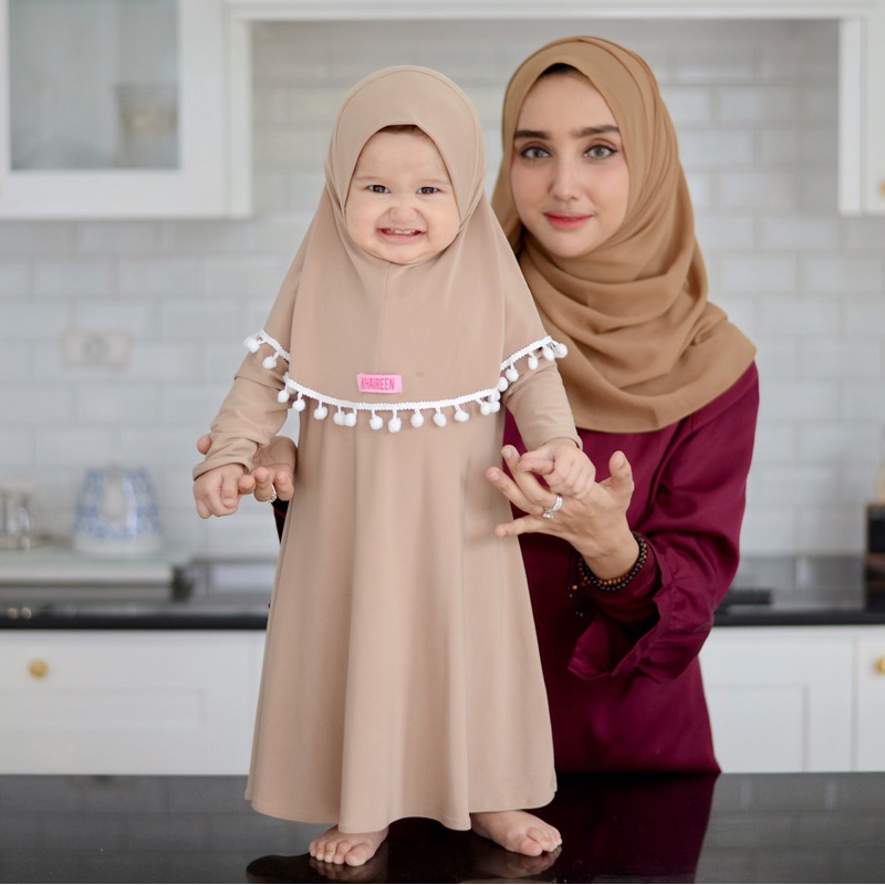 [Reseller Resmi] KHAIREEN Gamis Pompom (0-6 Tahun) (2) Baju Muslim Anak /Baju Lebaran /Gamis Anak / 