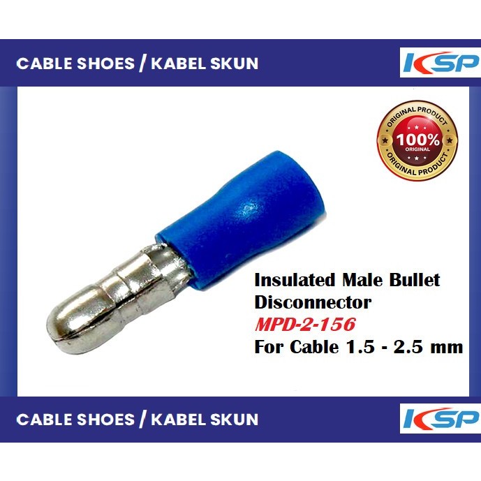 Skun Bullet Male Disconnector 2.5mm untuk kabel 1.5-2.5mm - KSP