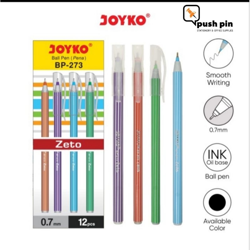 

Joyko Ball Pen Pulpen Pena BP-273 Zeto 1 Box 12 Pcs 0.7 mm