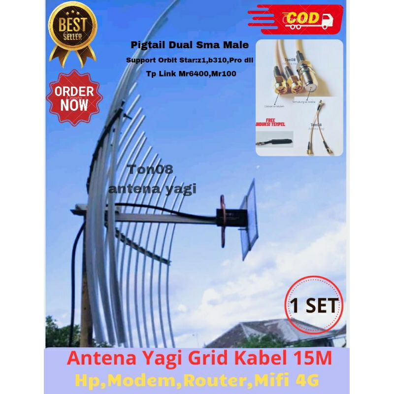 Antena Yagi Grid Modem Orbit,TpLink  Dll (Kabel-15M)