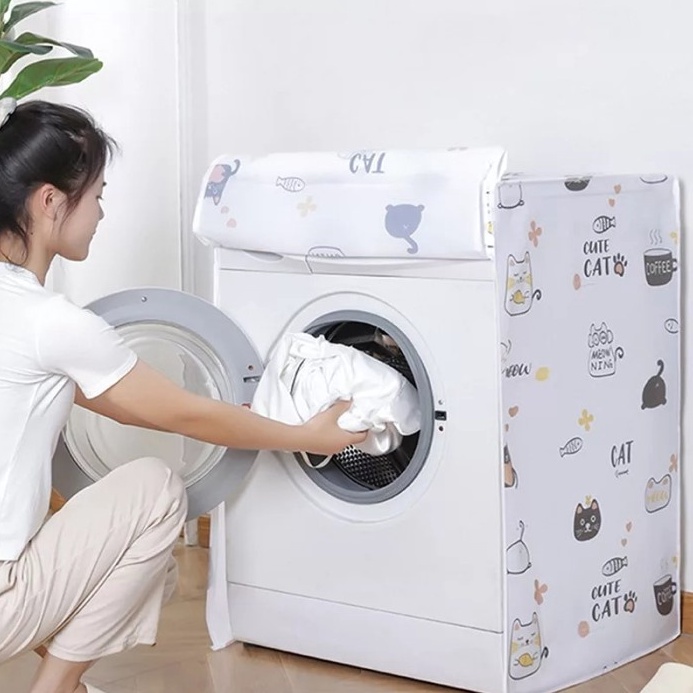 [ART.  I25D] Cover Mesin Cuci Buka Depan 7kg / Kain Pelindung Mesin Cuci Bahan Peva  Washing Machine