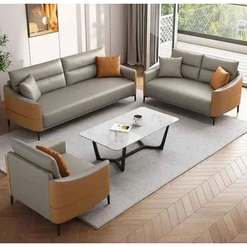 Sofa Retro 321 Sofa Kulit Minimalis Kursi Ruang Tamu Jati Premium Sofa Santai Mewah