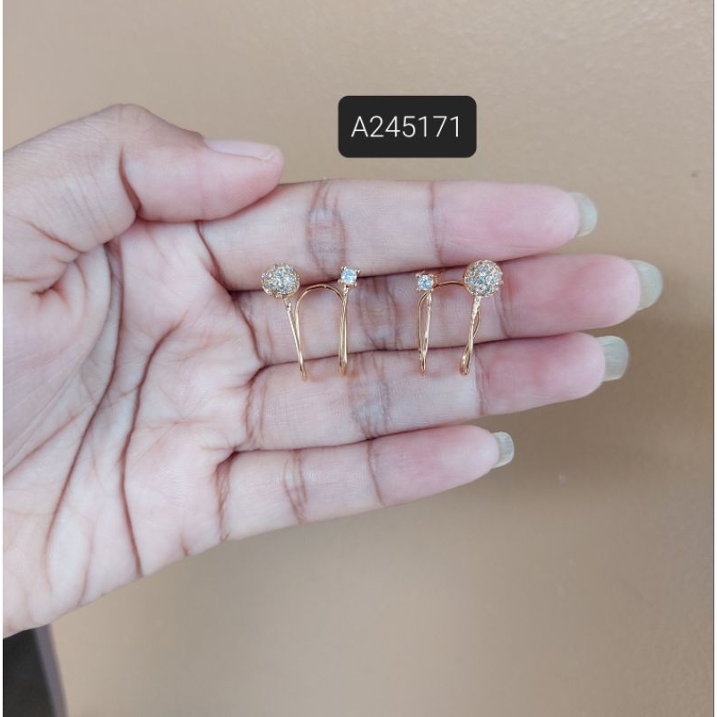 Anting tusuk tindik bulat mata lapis emas