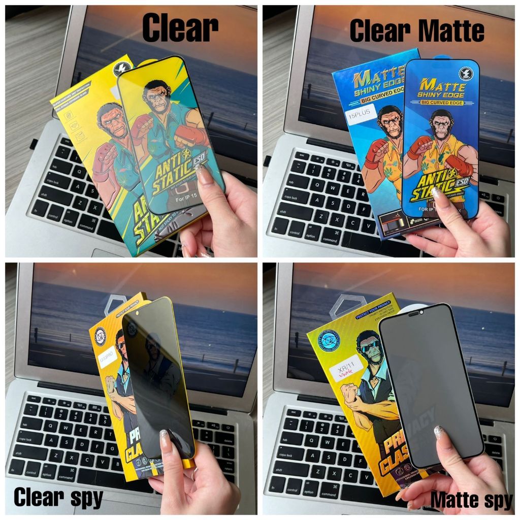 TEMPERD GLASS ESD HIGH QUALITY MONKEY PREMIUM GLASS AESTHETIC MATTE SPY IP XS/IP 11 PRO/IP XR/IP11/I