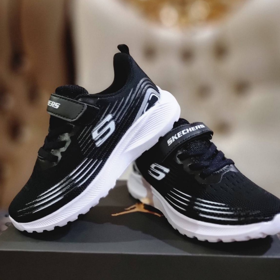 JFSY2042 [PROMO SALE] SEPATU ANAK SEKOLAH LAKI-LAKI PEREMPUAN SEPATU SKECHERS ANAK BNIB PREMIUM HITA