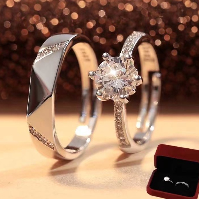 XJRK6975 Dijamin Ori Cincin Berlian Moissanite Pasangan cincin berlian moissanite wanita cincin berm