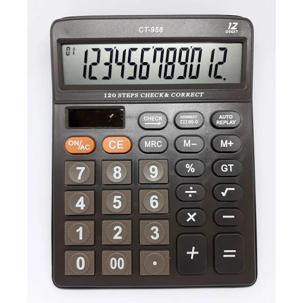 

Calculator CT-958 (12 Digit) Check and Correct / Kalkulator Dagang