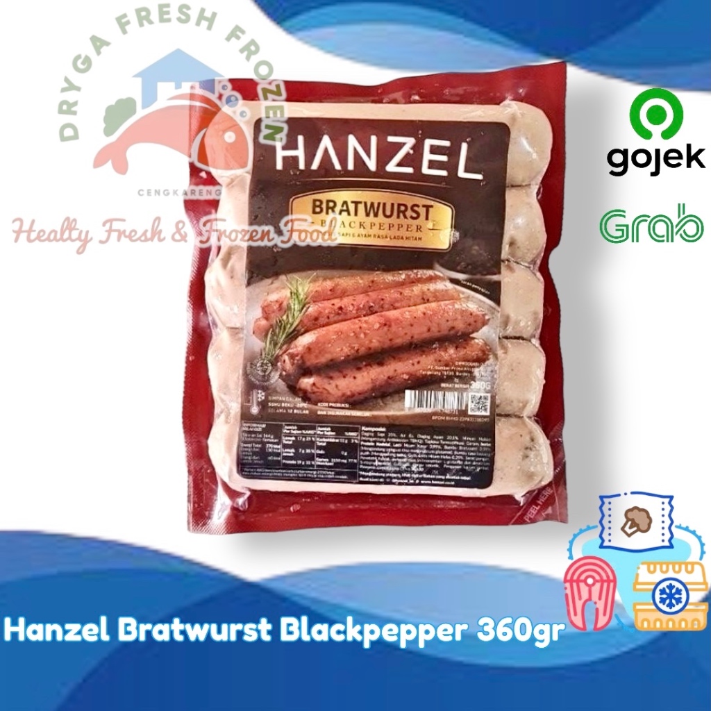 

Hanzel Sosis Bratwurst Blackpepper Lada Hitam 360gr Isi 5pcs