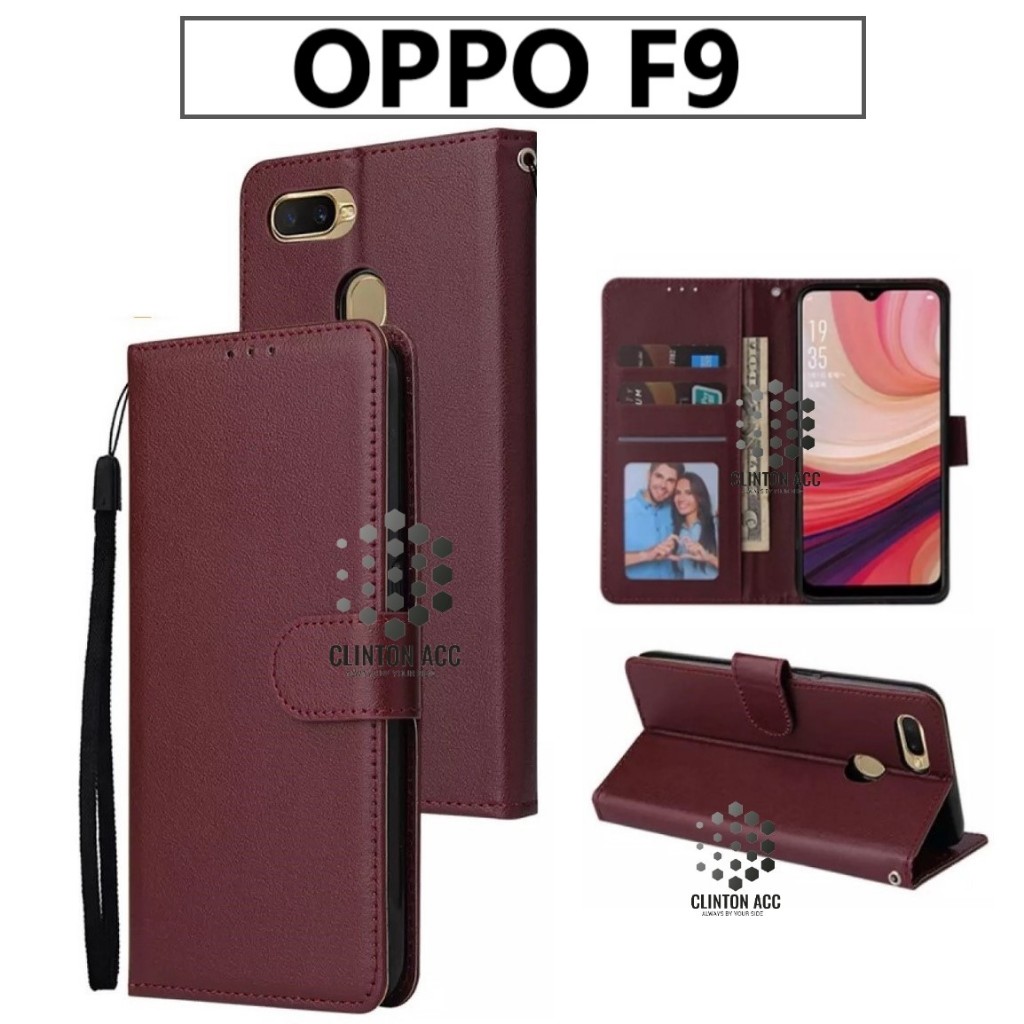 CASE HP OPPO F9 FLIP WALLET LEATHER DOMPET KULIT SOFTCASE PREMIUM FLIP COVER SARUNG BUKA TUTUP FLIP 