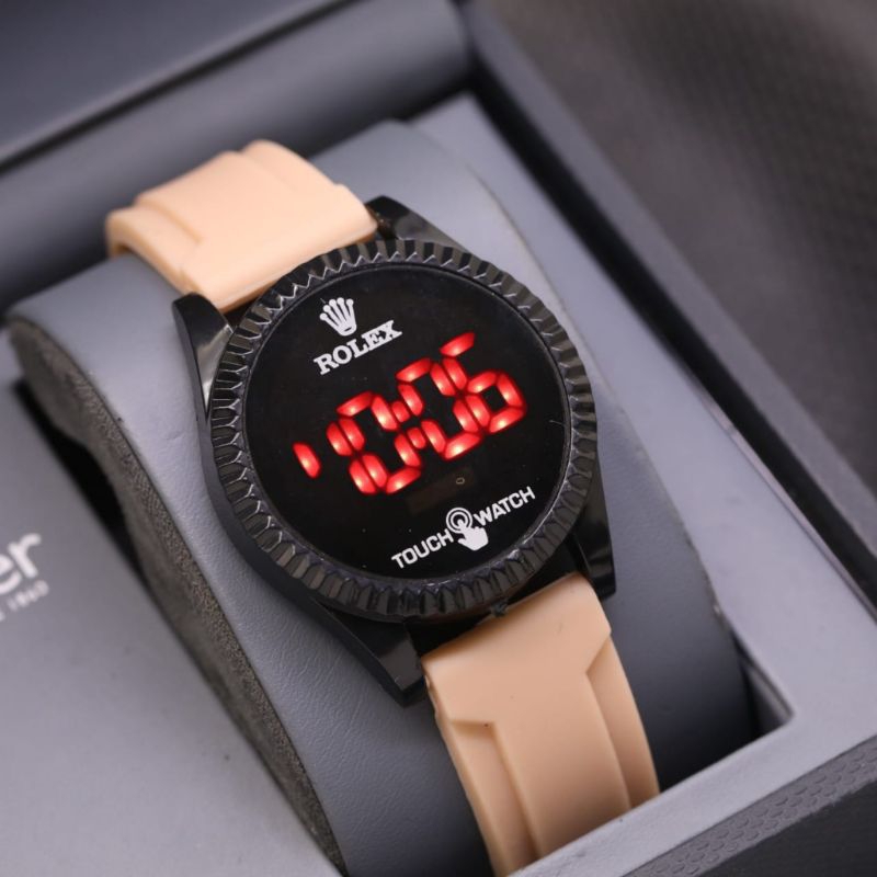 Jam Tangan Wanita Rolex Strap Rubber Fashion LED Toutchwatch Ls-1500/Jam Tangan Digital Wanita COD
