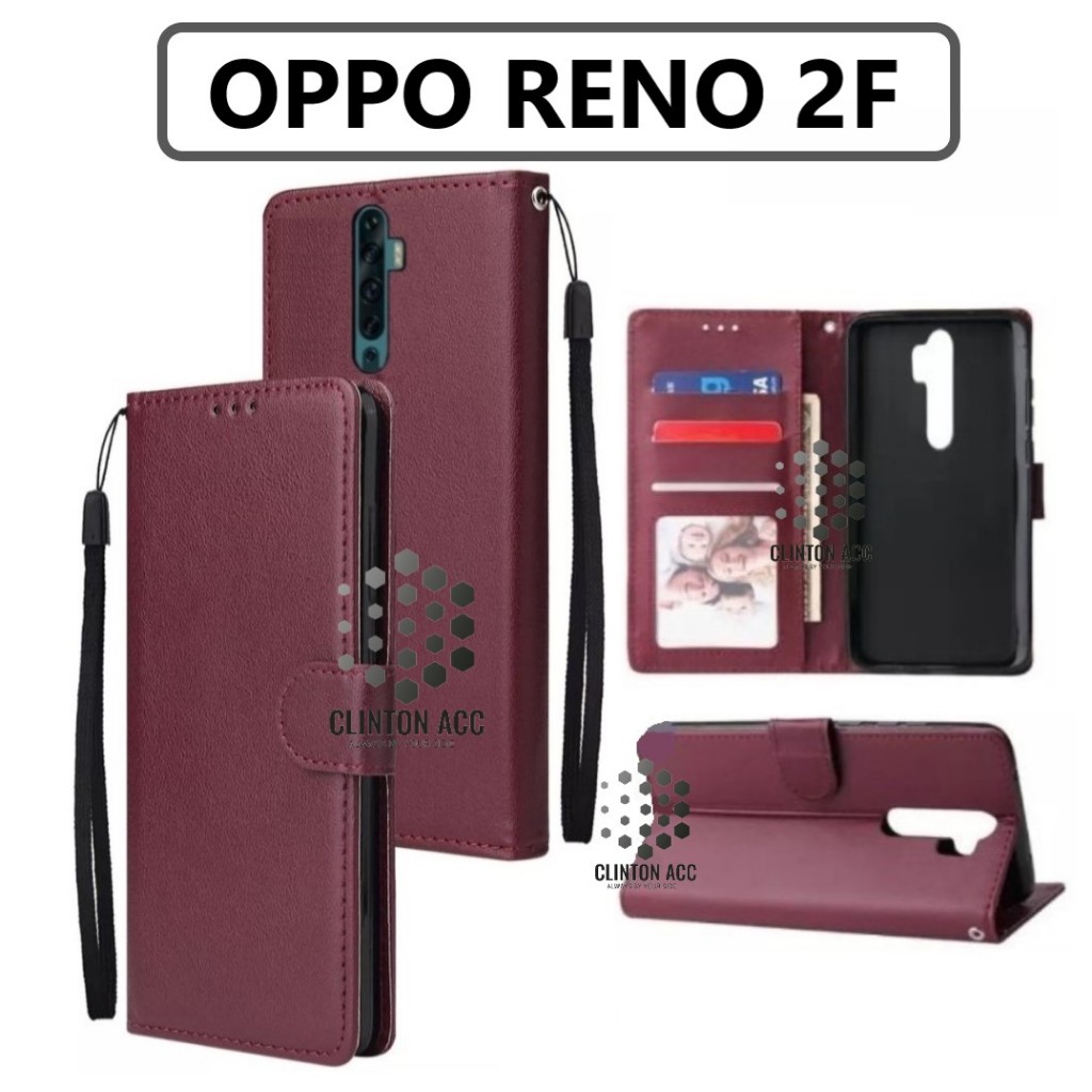 CASE HP OPPO RENO 2F FLIP WALLET LEATHER DOMPET KULIT SOFTCASE PREMIUM FLIP COVER SARUNG BUKA TUTUP 