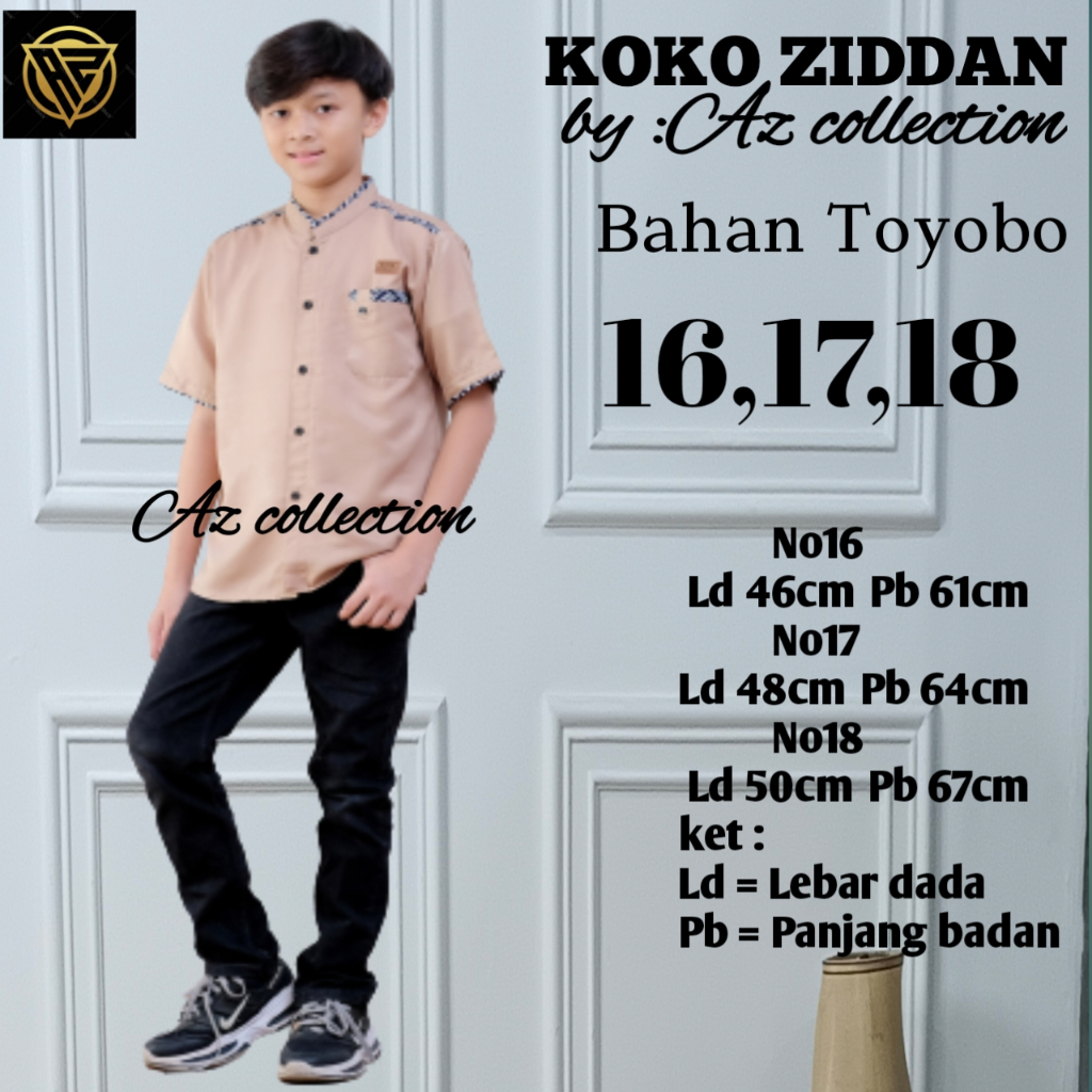 BAJU KOKO ANAK REMAJA TANGGUNG LENGAN PENDEK BAHAN TOYOBO KOMBINASI BATIK KOKO ZIDAN