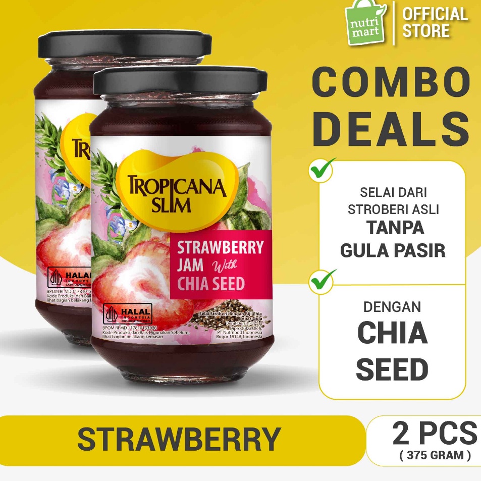 

Terkini Twin Pack - Tropicana Slim Strawberry Jam 375 gram - Selai Stroberi Bebas Gula Best Product