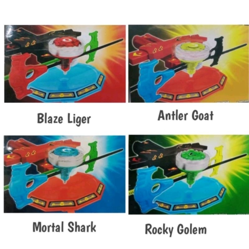 Mainan Anak Gasing Rocky Golem,Blaze Liger,Morta Shark