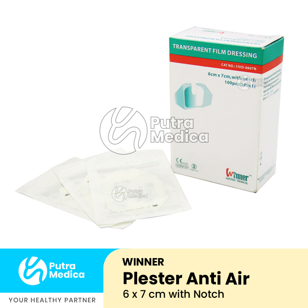 Winner Transparent Film Dressing with Notch 6x7cm - 1 Box / Plester Infus IV Transparan Anti Air