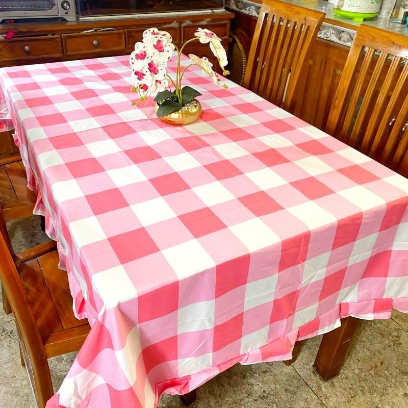 Taplak Meja Makan Kain 4 dan 6 Kursi Motif Dewasa Bunga Karakter Anak Kotak Aesthetic 120x200 Murah 