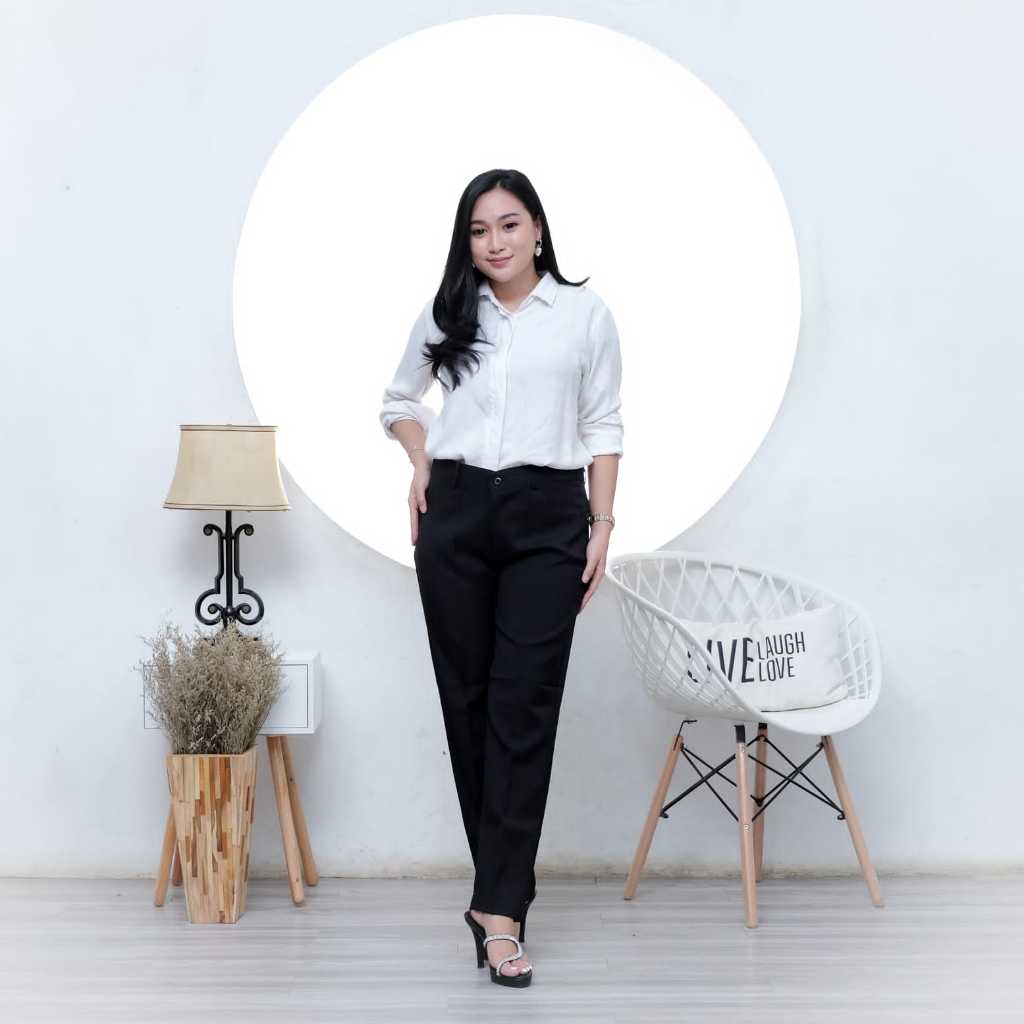 Celana Bahan Kerja Wanita Kantor Formal Dasar Kain Premium Strech . Office Pants Slimfit Standart M-