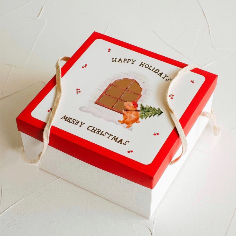 

Box Natal 25x25 Kotak Cake Kue Roti Chiffon Bolu / Christmas Box Kotak Hamper Natal