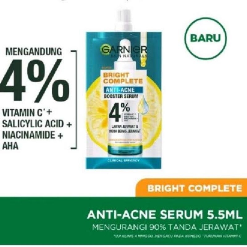 GARNIER BRIGHT CONPLETE ANTI ACNE BOOSTER SERUM/GARNIER ACNE SERUM/GARNIER SERUM/GARNIER ACNE/SERUM 