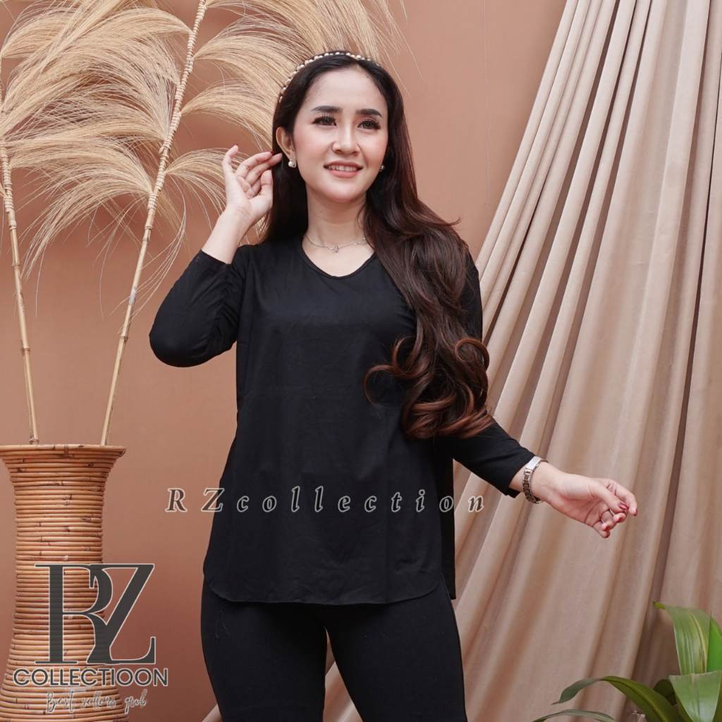 Rz Collectionn // Kaos Vneck Oversize 753 // Kaos wanita jumbo Grosir@20
