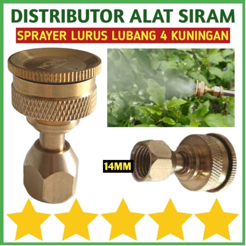 Premium NOZZLE SPUYER KUNINGAN KABUT LURUS 4 LUBANG NOZEL/NOSEL SPRAYER PERTANIAN SPRAY KABUT DRAT