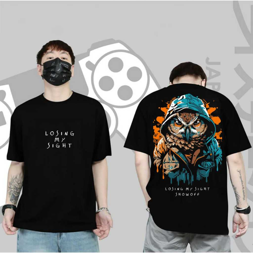 baju kaos T-shirt distro pria wanita lengan pendek baju kaos distro motif burung hantu losing my sig