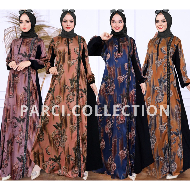 (COD) Parci Gamis Azura Armani Silk Premium Terbaru Mix - Gamis Silk -Gamis Silk Motif Terbaru - Gam