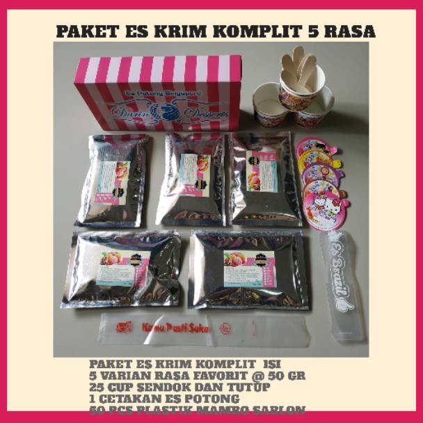 

✨ ice cream paket 5 rasa komplit gratis plastik es mambo sablon dan plastik es pencil