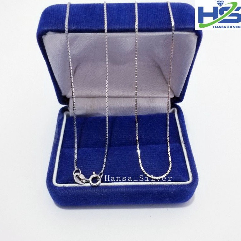 Tren Baru Kalung Perak Pria Wanita Silver Asli 925 Lapis Emas Putih Italy Kaca Tipis - Kalung Pria W
