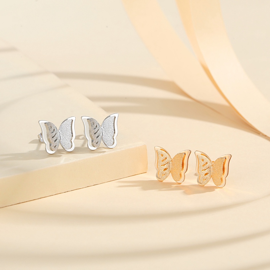 Buruan Serbu Lanme Jewelry Anting Stud Kupu-Kupu Titanium Tahan Pudar Fashion Wanita Anting Stud Ber