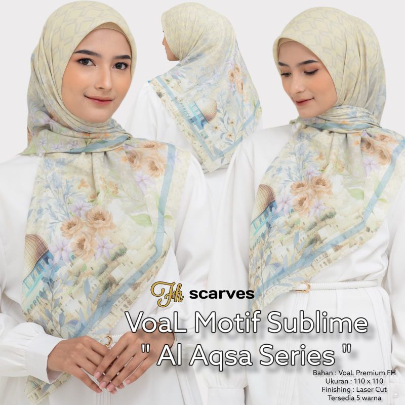 jilbab voal segi empat motif Al Aqsa Palestina