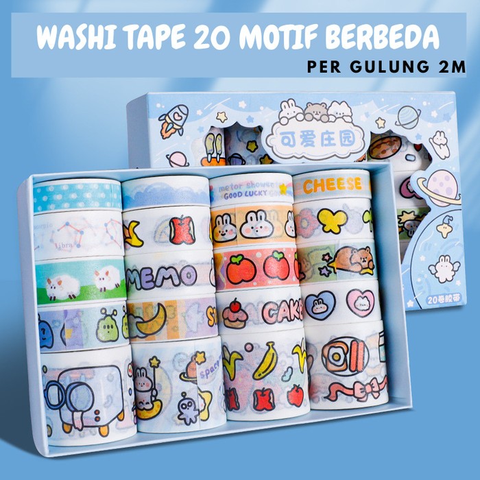 

Washi Tape Sticker Set Aesthetic Selotip Lucu Stiker Diary Scrapbook