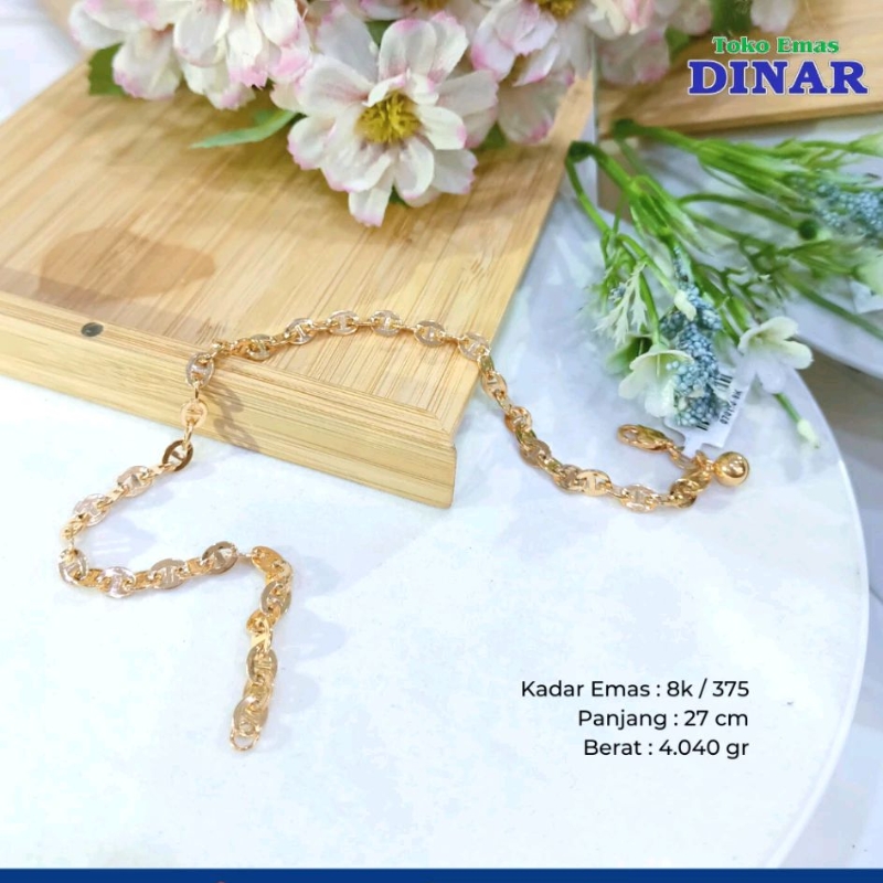 GELANG KAKI CSTELI MODEL SLEP - EMAS MUDA - KADAR 8K/375