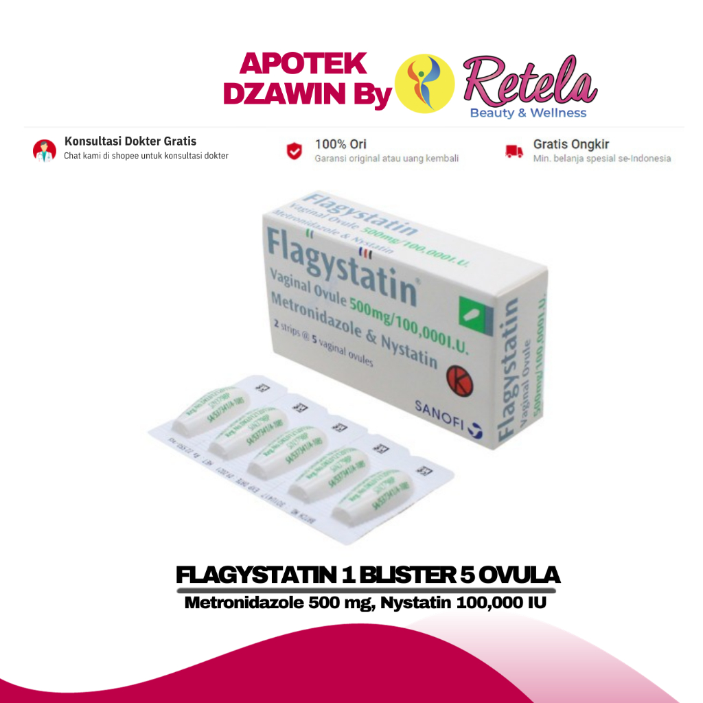 FLAGYSTATIN 1 BLISTER 5 OVULA (  Metronidazole 500 mg, Nystatin 100,000 IU )