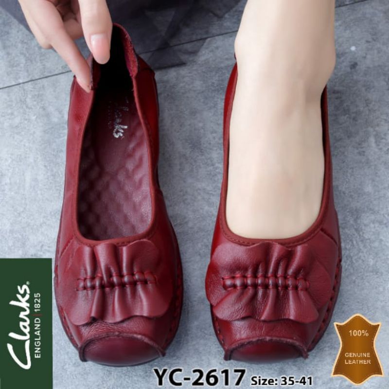 Sepatu Clarks leaf / clarks flat yc-2617 leather / sandal wanita clarks leaf daun