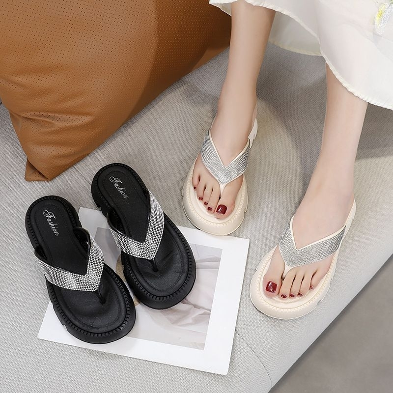 Sandal Wanita Jepit Jelly GLITER WEDGES Import Balance Sandal hak Import