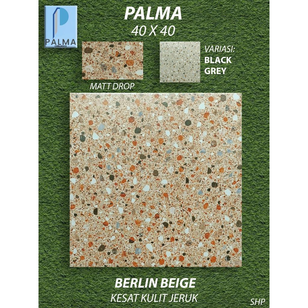 [RIAU ONLY, CHAT SEBELUM CO] Keramik Lantai Motif 40X40 Palma Berlin Beige Kesat kulit jeruk KW1 Pek