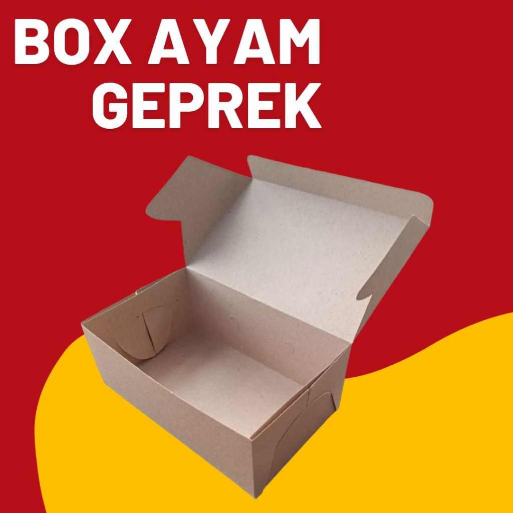 

Box dus kotak kemasan ayam geprek goreng bakar penyet fried chicken tanpa laminasi tinggi 6,5 x 17 x 10,5