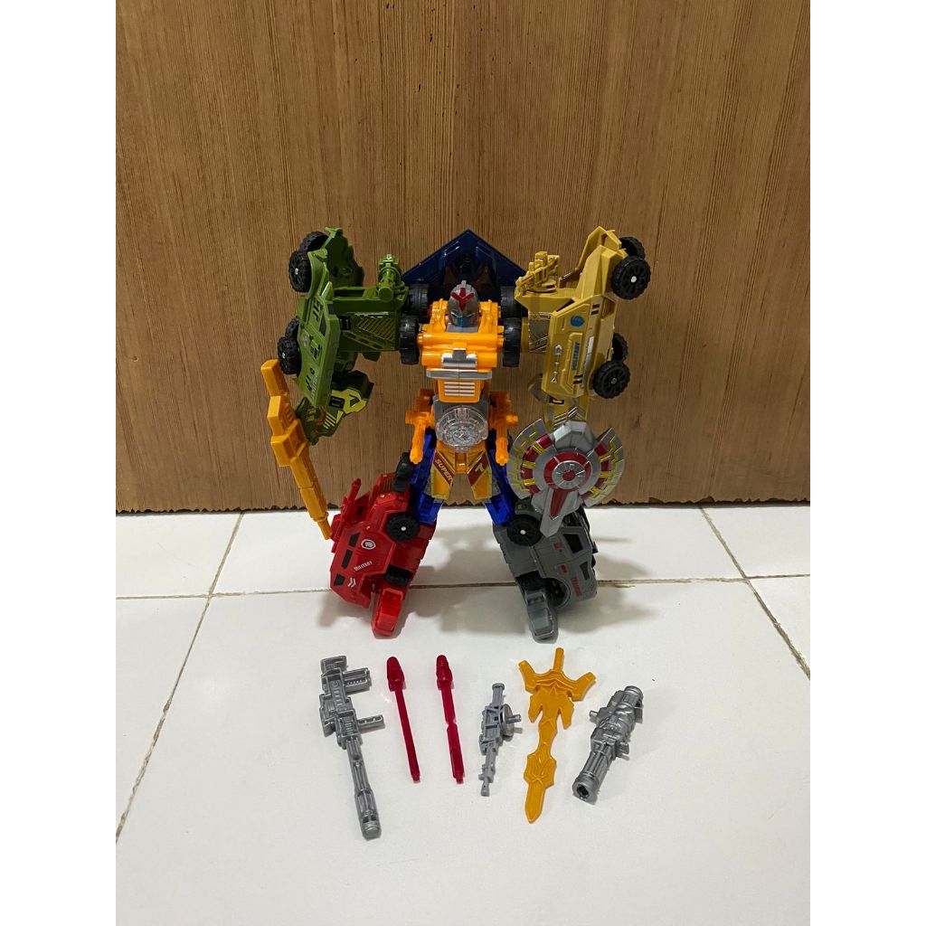 Mainan Robot Transformer Mobil Captain Tobot 7in1 Giga 7 Lampu LED & Launcher