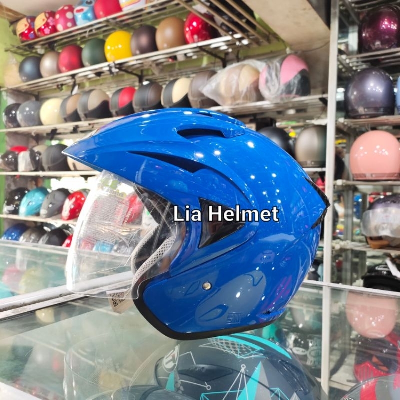 helm hiu arrow double visor polos blue mild / helm hiu arrow blue mild / helm hiu arrow original