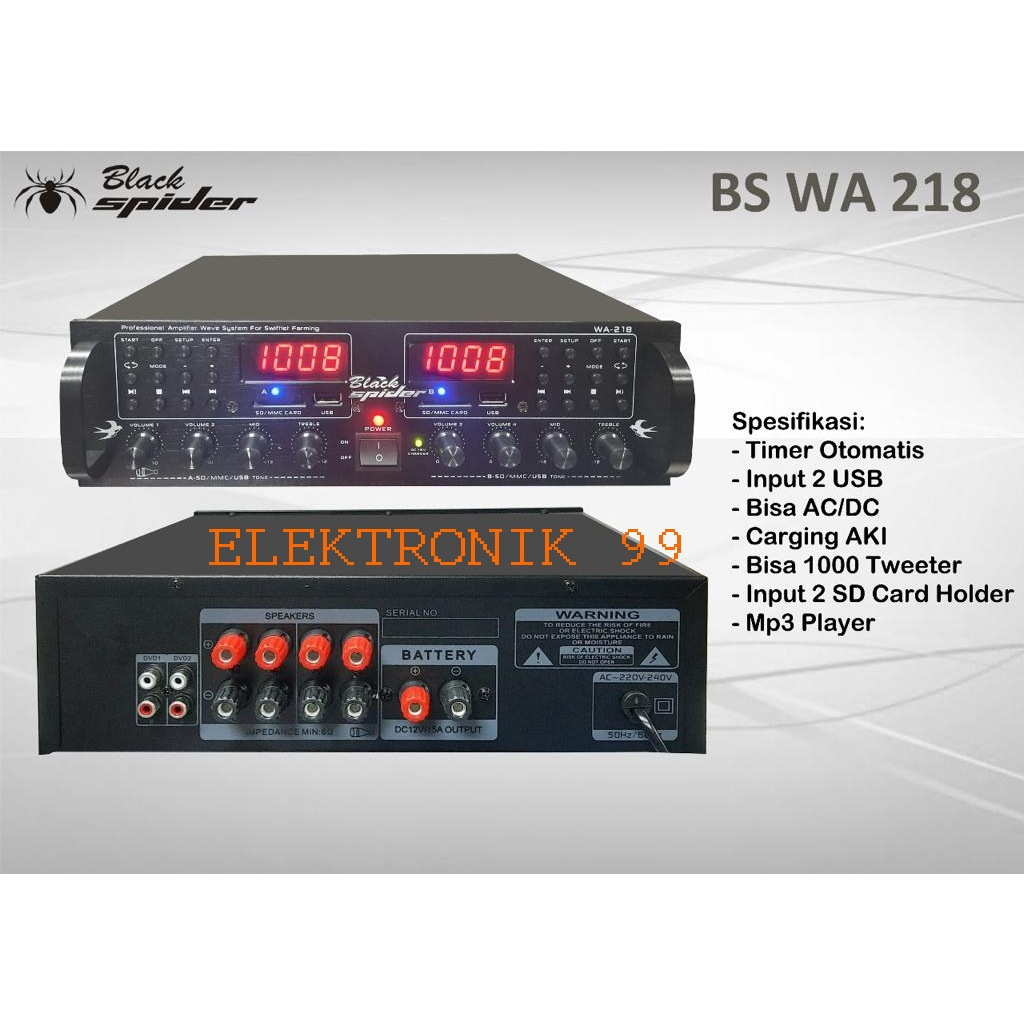 AMPLIFIER BLACK SPIDER BS WA 218 AMPLI WALET BLACKSPIDER BS WA218 ORI